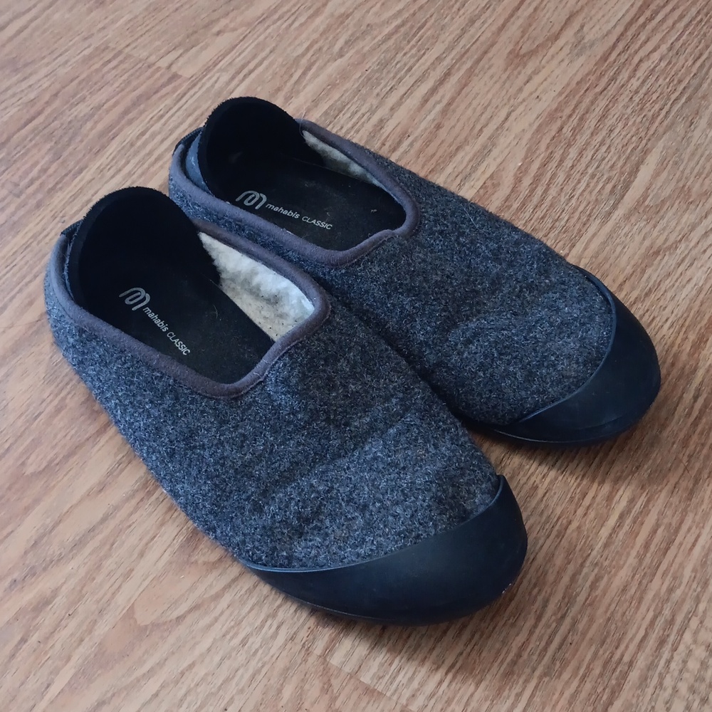 mahabis Gray Wool Slip-On Slippers